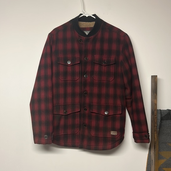 Roots Plaid Wool Sherpa Button Up Jacket - Picture 1 of 7